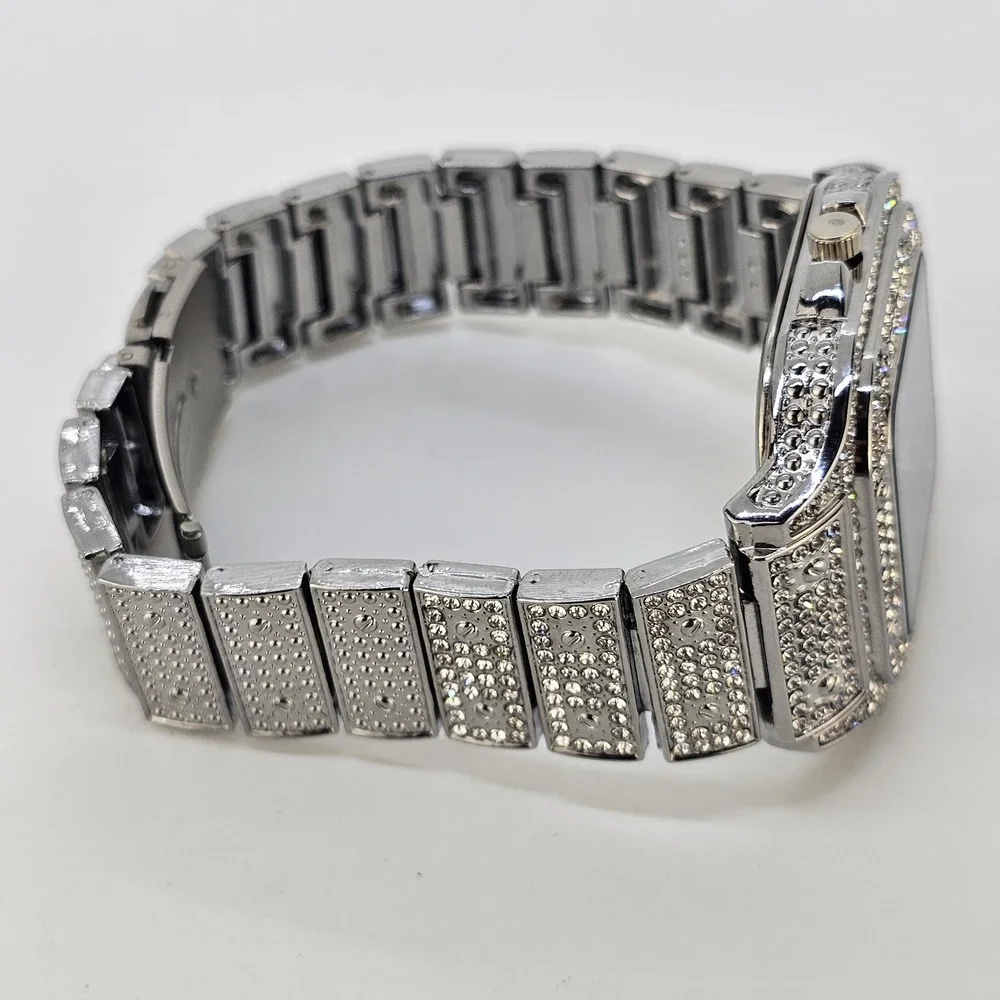 Men's Ice Out Square Watch 41MM Gray Dial Gray Bracelet Band 8